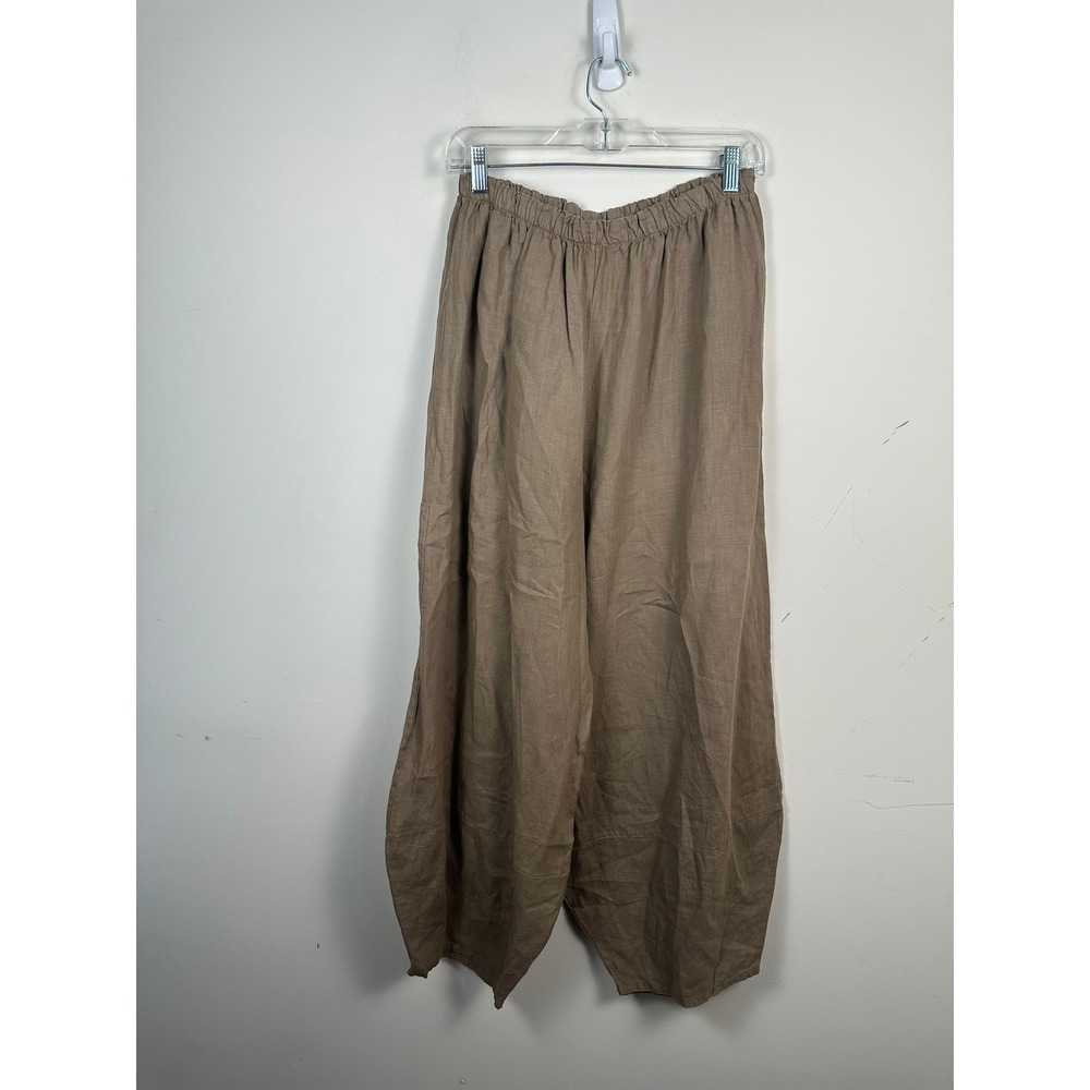 Bryn Walker Oliver Pant Women Large Eyrie Brown NWT Linen Wide Leg Lagenlook